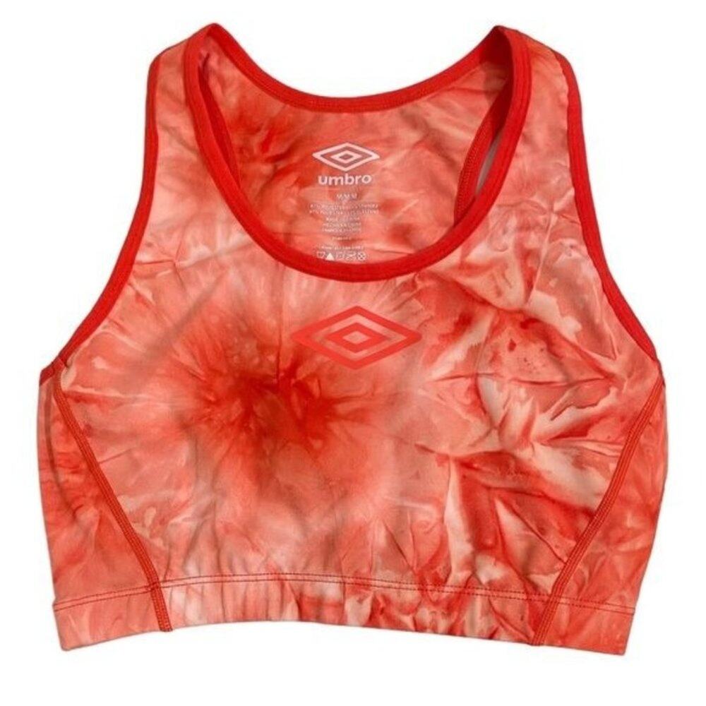 NWT Umbro Medium Orange Tie Dye Racerback Sports Bra Activewear Stretch